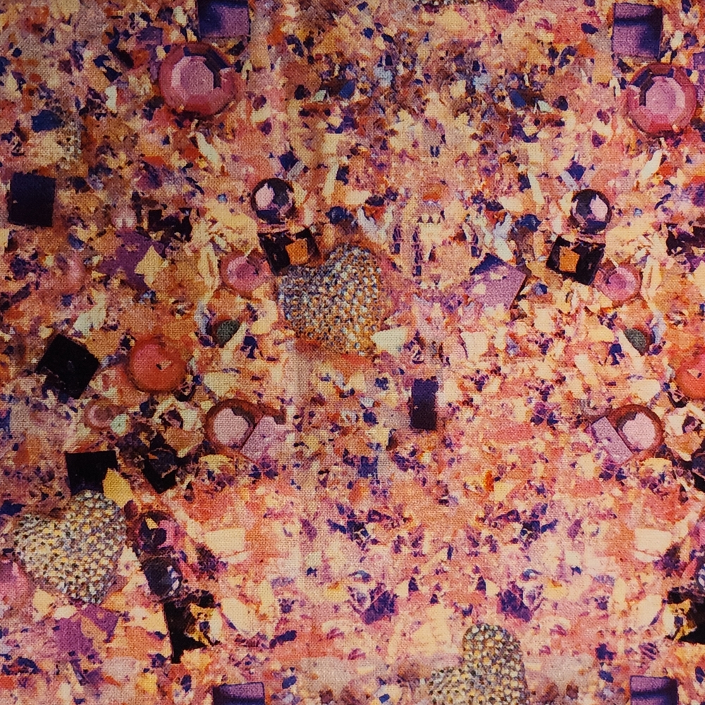 Abstract Heart Pattern Art Print Rhinestone Bling